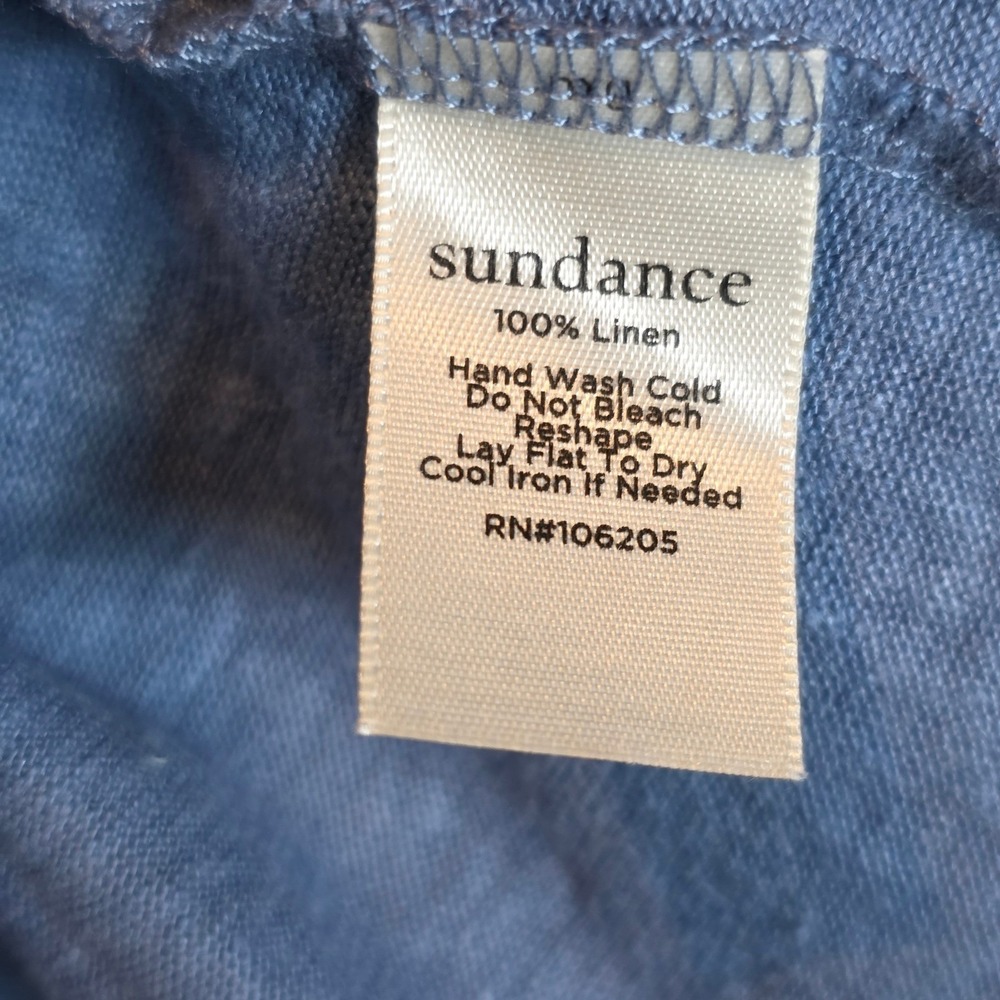 Sundance Forever and Always Linen Long Sleeve Pullover Top Sz Medium Blue - Picture 10 of 13